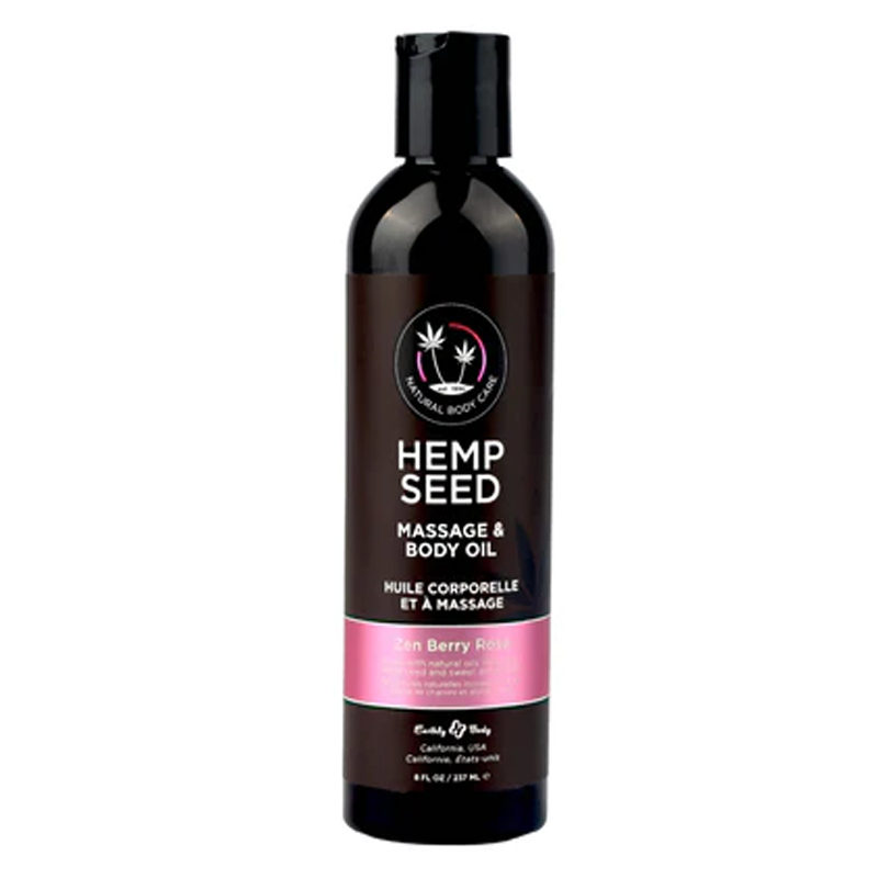 Hemp Seed Massage & Body Oil in Zen Berry Rose scent.