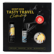 Pineapple Edible Massage and Lube Gift Set with two bottles and a red button.