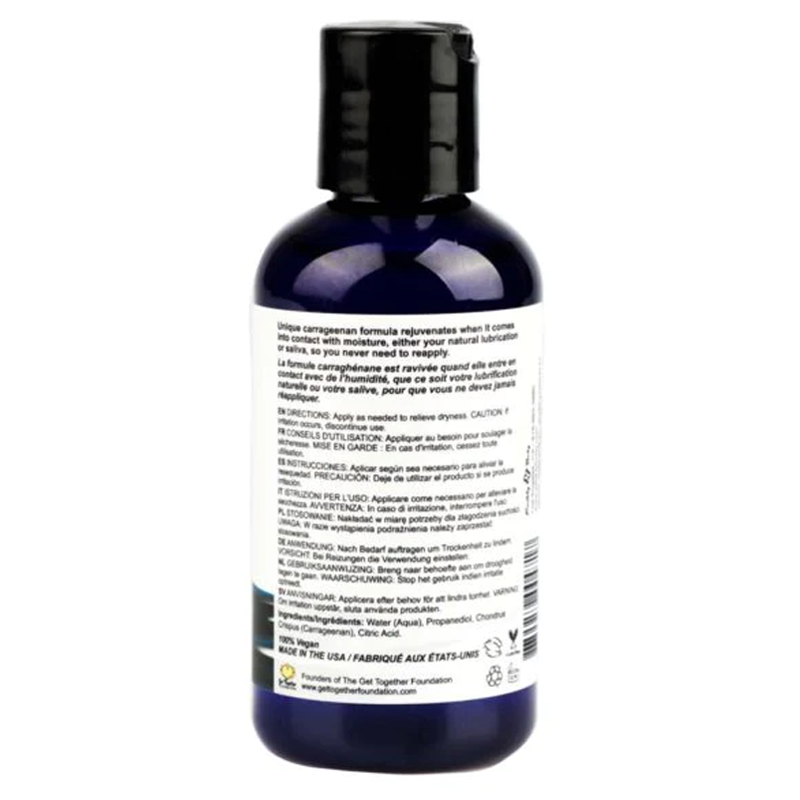A blue bottle of Waterslide Water-Based Lube with product information in multiple languages.