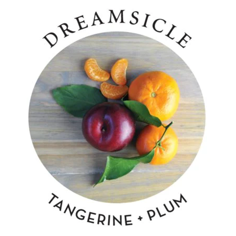 Dreamsicle massage candle with tangerine and plum.