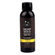 Nag Champa Hemp Seed Massage and Body Oil in a dark bottle.