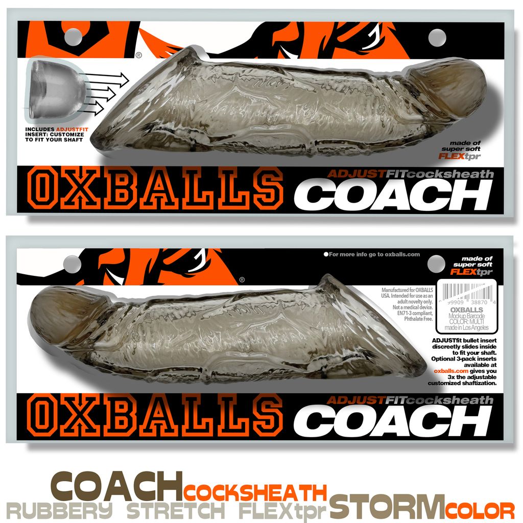 Coach Soft Flesh Cock Sheath with AJUSTfit Insert in clear.