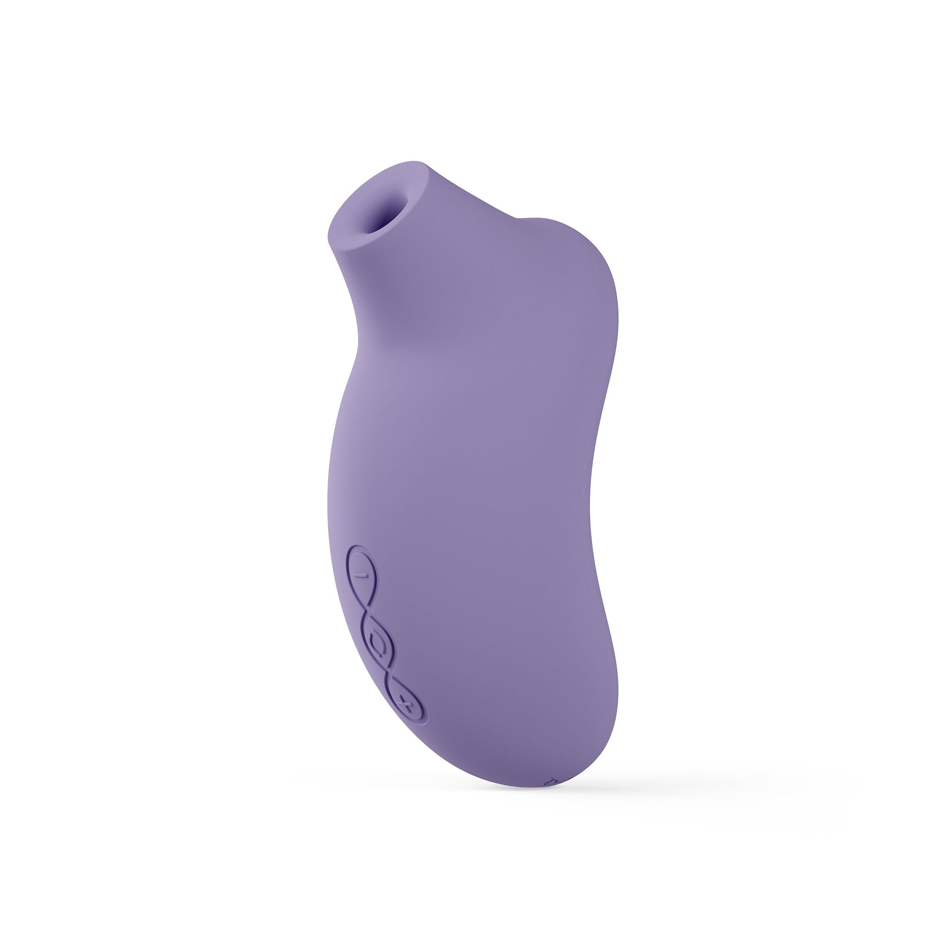 Purple silicone clitoral stimulator with textured buttons.