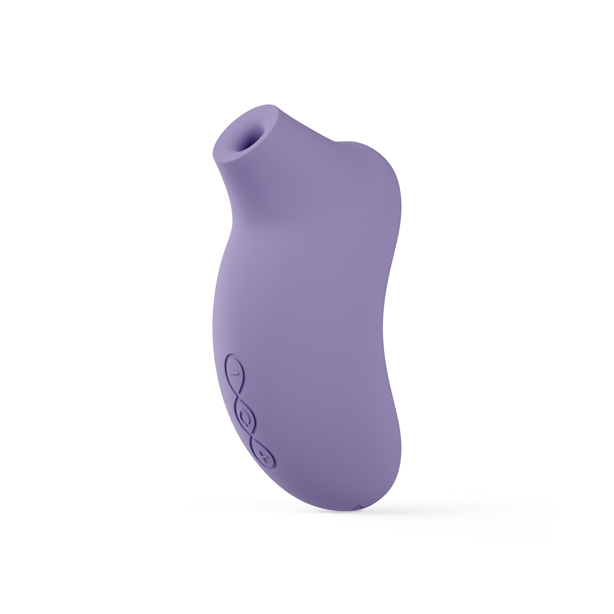 Purple silicone clitoral stimulator with textured buttons.