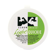Elbow Grease Light Quickie personal lubricant in a white tub.