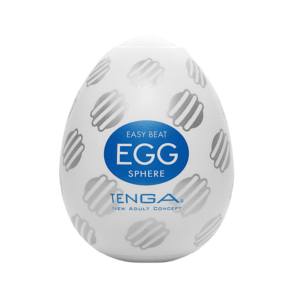 Tenga Egg Sphere male masturbator with textured interior.