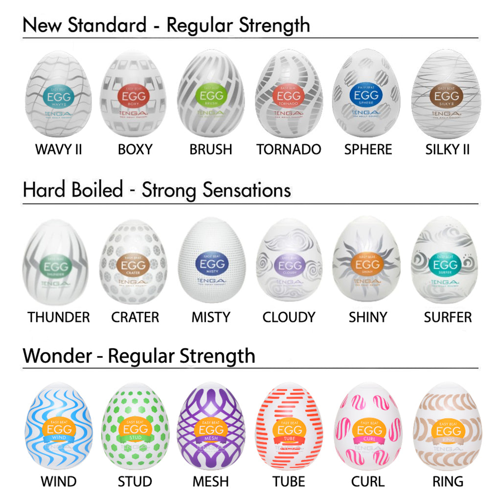 Tenga Egg Sphere male masturbator with unique internal textures and stretchable material.