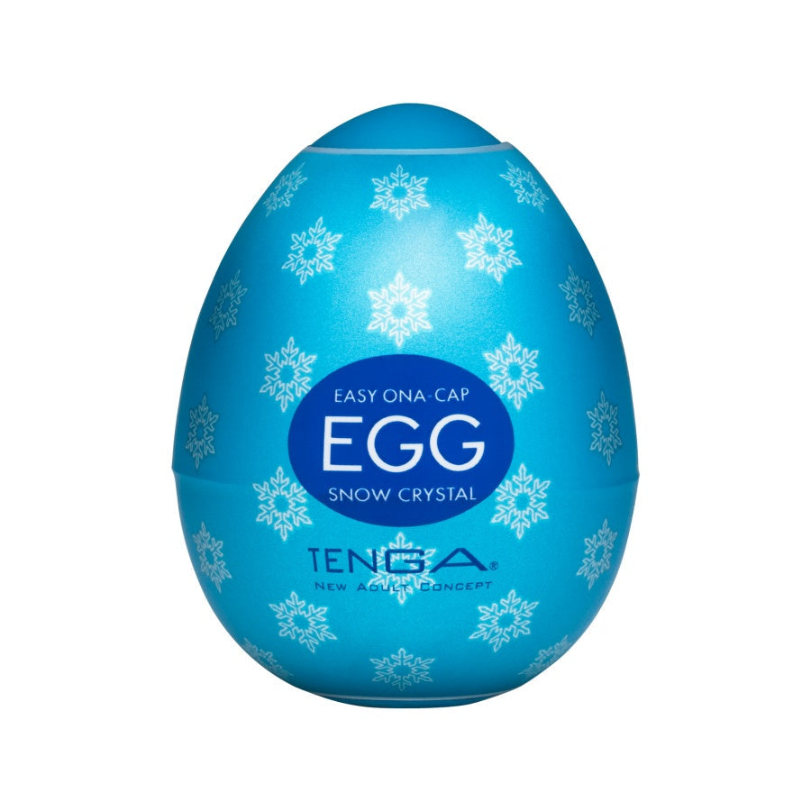 Tenga Snow Crystal Cooling Male Masturbator Egg with snowflakes.