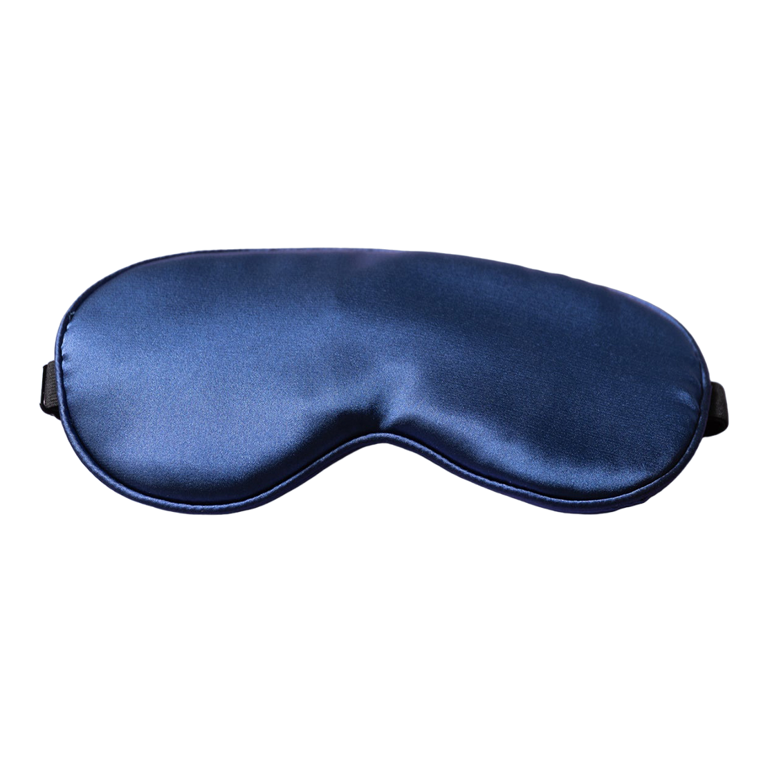 A midnight blue satin sleep mask and bondage blindfold.