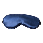 A midnight blue satin sleep mask and bondage blindfold.