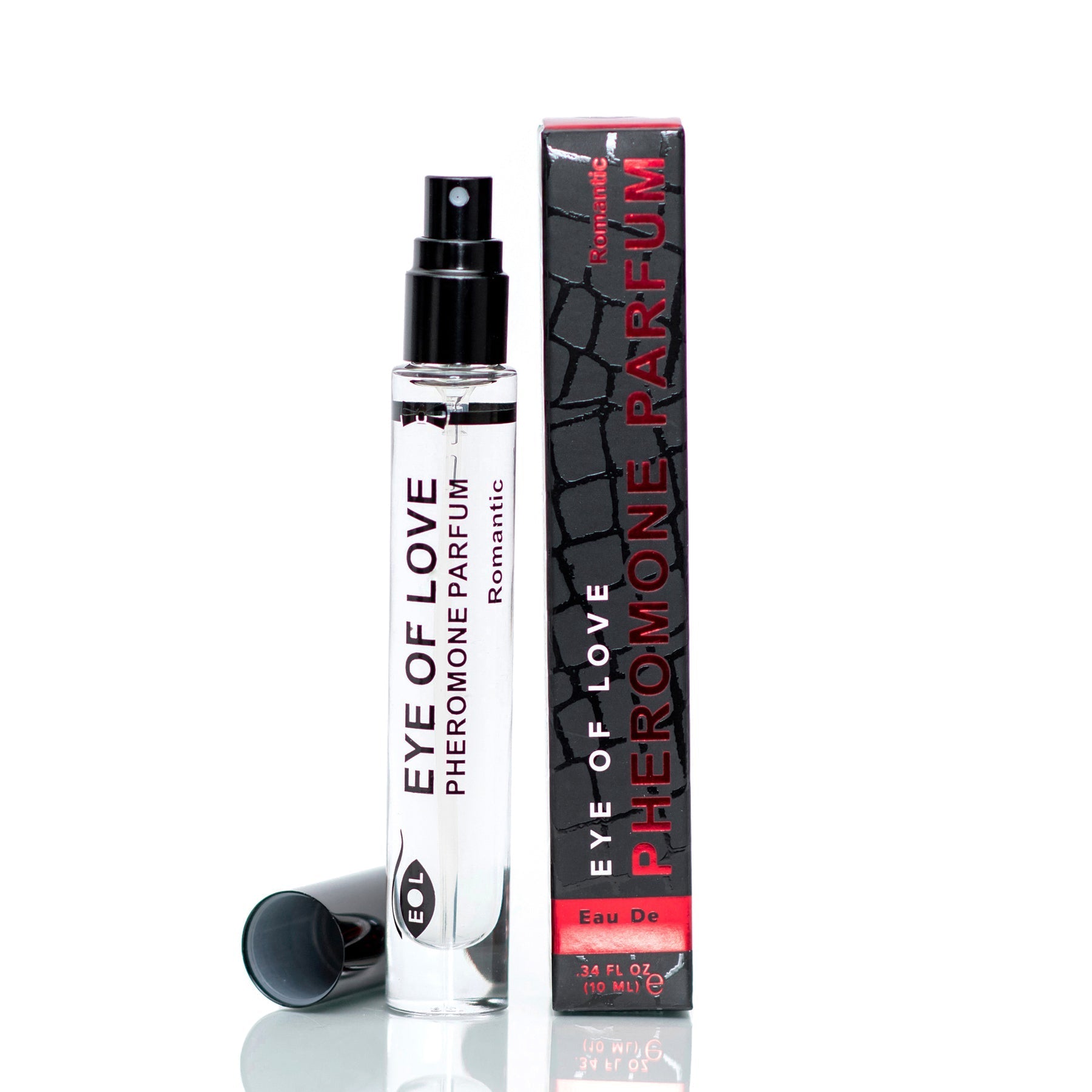 Eye of Love Romantic Pheromone Parfum cologne bottle and box.
