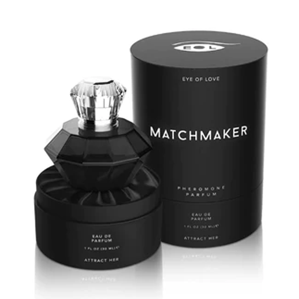 Black Diamond Pheromone Parfum for Men with a black faceted bottle and cylindrical box.