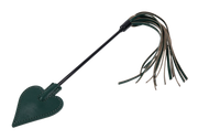 Emerald green crop with a heart-shaped spade and faux leather falls.