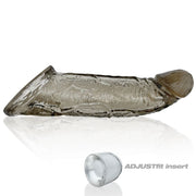 A translucent, textured cock sheath with an AJUSTfit insert.