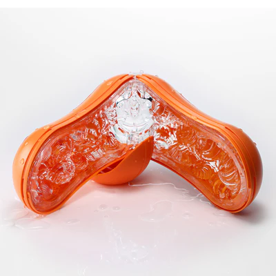 Tenga Flip Orb Sunset Orange reusable male stroker with textured interior.