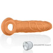 Orange textured cock sheath with an adjustable fit insert.