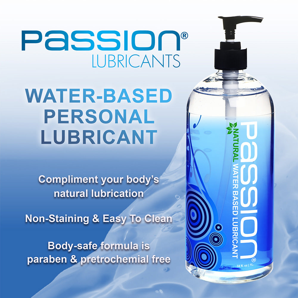 Passion Natural Water-Based Lubricant in a 34oz pump bottle.