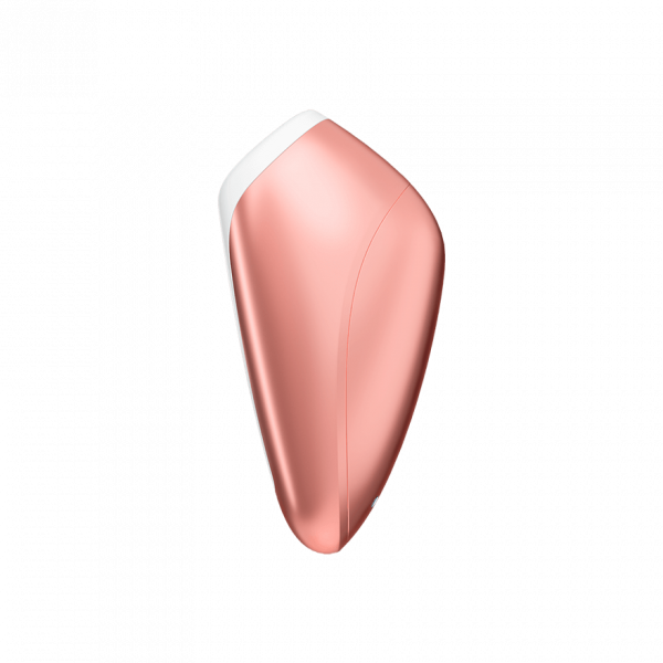 A rose gold and white clitoral stimulator with a smooth, ergonomic shape.