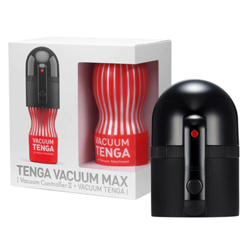 Tenga Vacuum Controller II with red and silver striped cup.