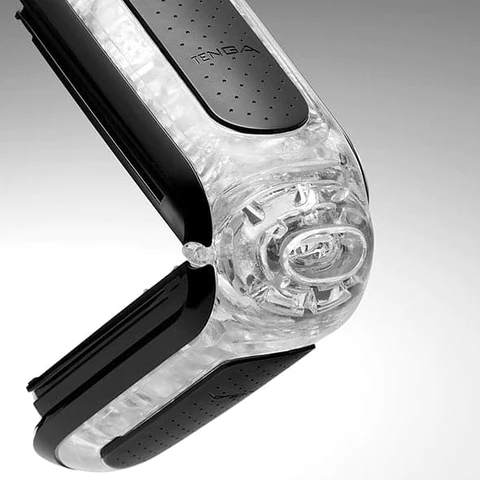Tenga Flip Zero Black reusable male masturbator with clear textured interior.