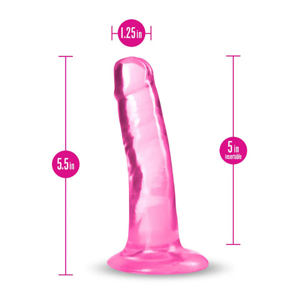 5.5-inch pink realistic TPE dildo with suction cup base, showing dimensions.