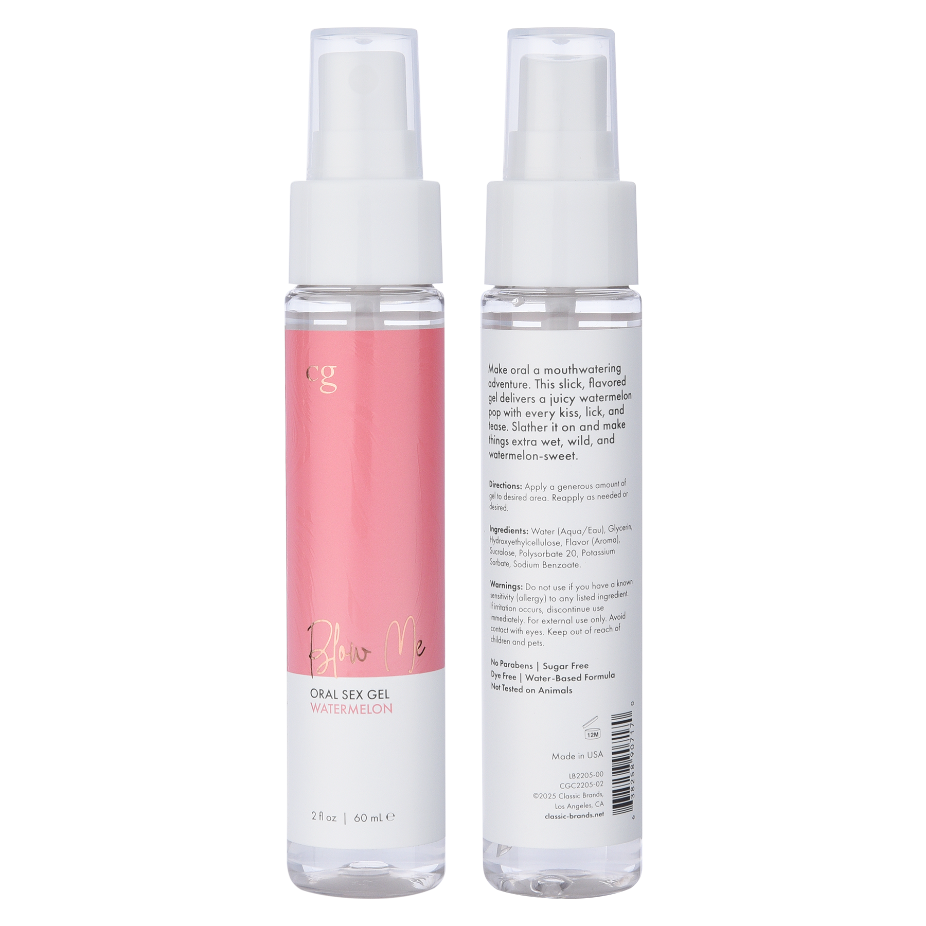 Watermelon flavored oral sex gel with CG branding.