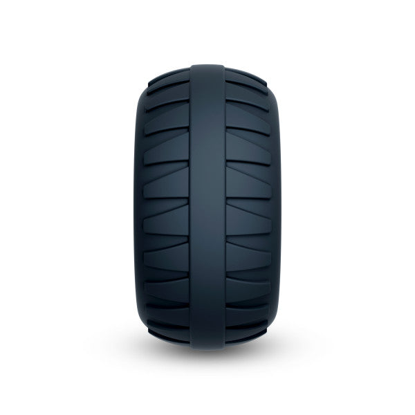 Traction textured silicone cock ring and ball stretcher.