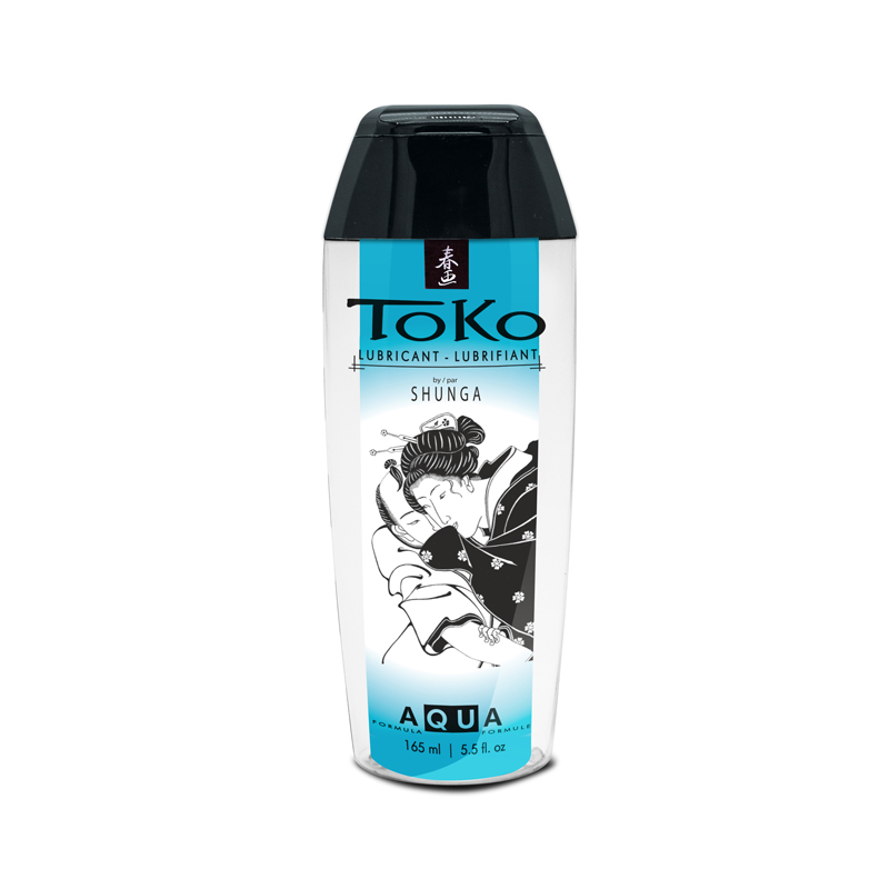 Toko Aqua water-based lubricant with Shunga illustration.