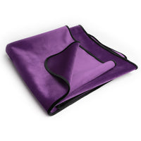 Aubergine microvelvet waterproof sex throw with black trim.