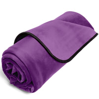 Aubergine microvelvet waterproof throw with black trim.