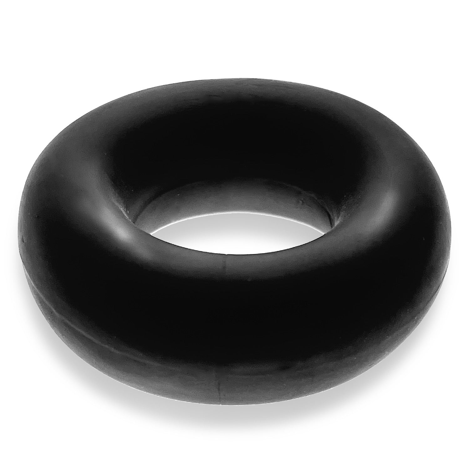 Black stretchy cock ring with a thick, rounded profile.