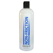 A white bottle of Non-Friction water-based lubricant with blue text.