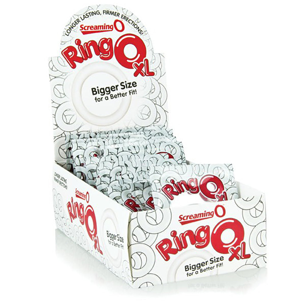 Display box of 18 Screaming O XL stretchy cock rings.