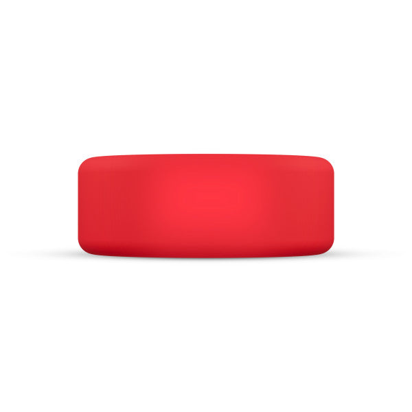Red silicone cock ring with a smooth finish.