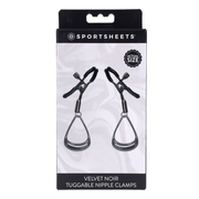 Sportsheets Tuggable Nipple Clamps with hematite loops.