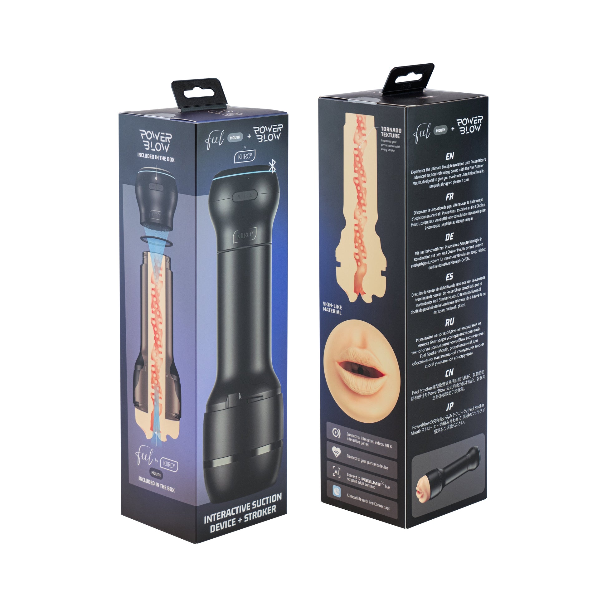 App-controlled suction stroker with realistic mouth and PowerBlow technology.