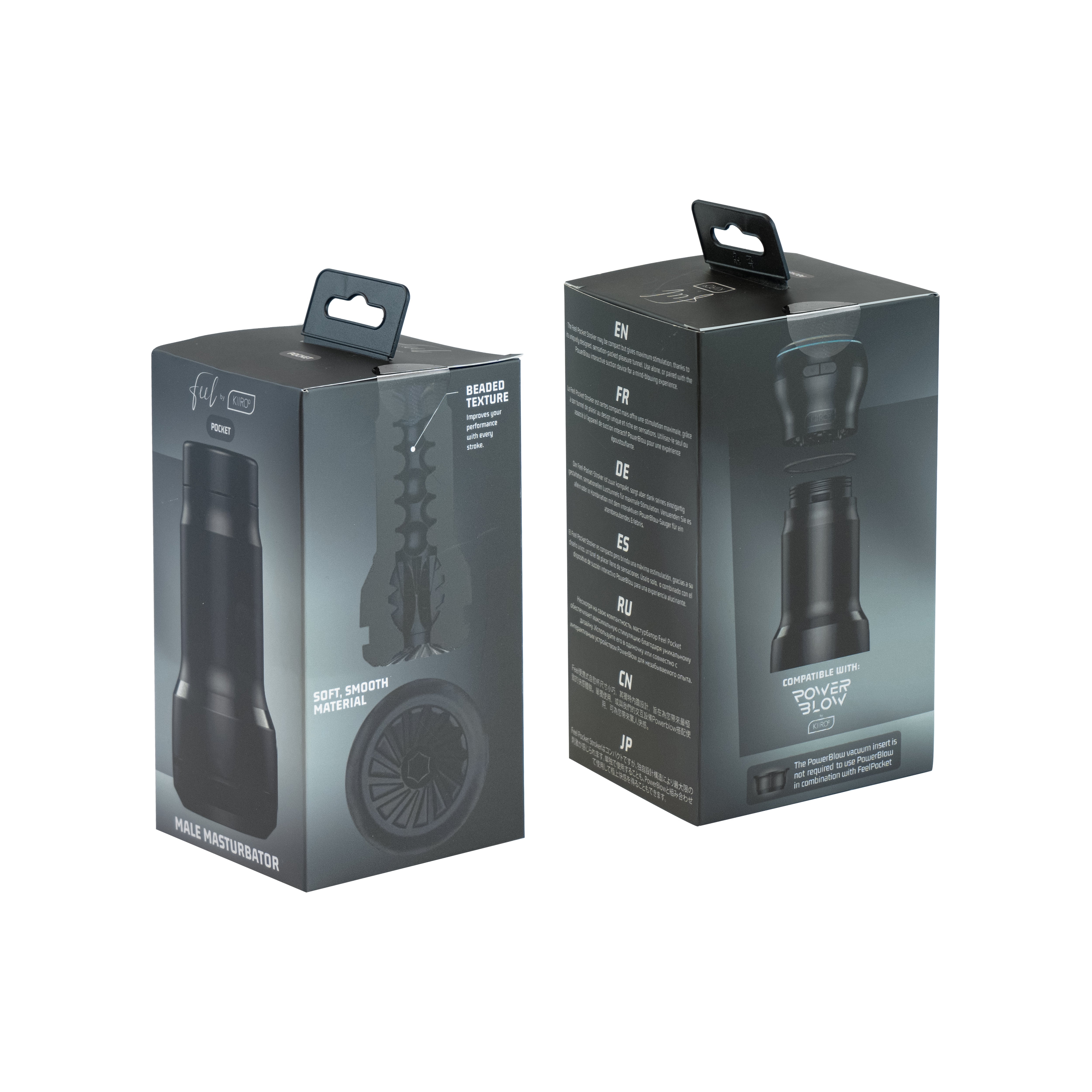 Feel Pocket Stroker by Kiiroo, a discreet male masturbator with beaded texture.