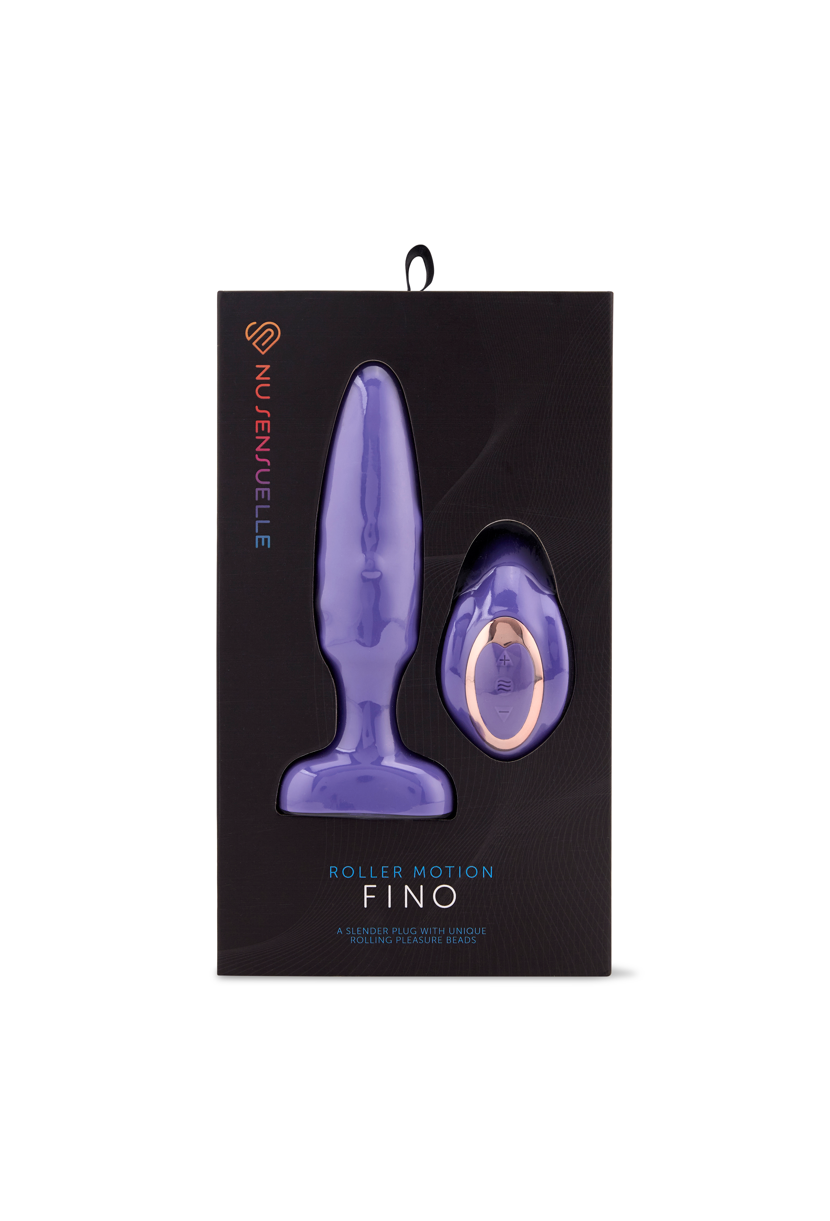 Purple anal plug and remote control in packaging.