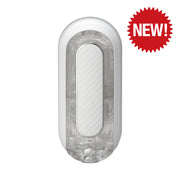 Tenga Flip Zero Gravity EV rechargeable vibrating stroker with a white exterior and textured interior.