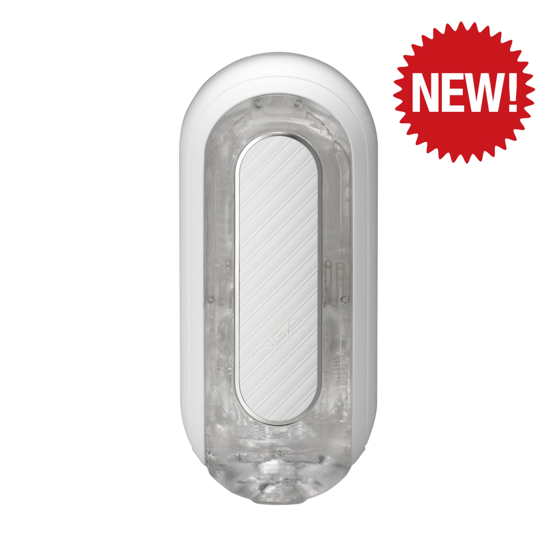Tenga Flip Zero Gravity EV rechargeable vibrating stroker with a white exterior and textured interior.