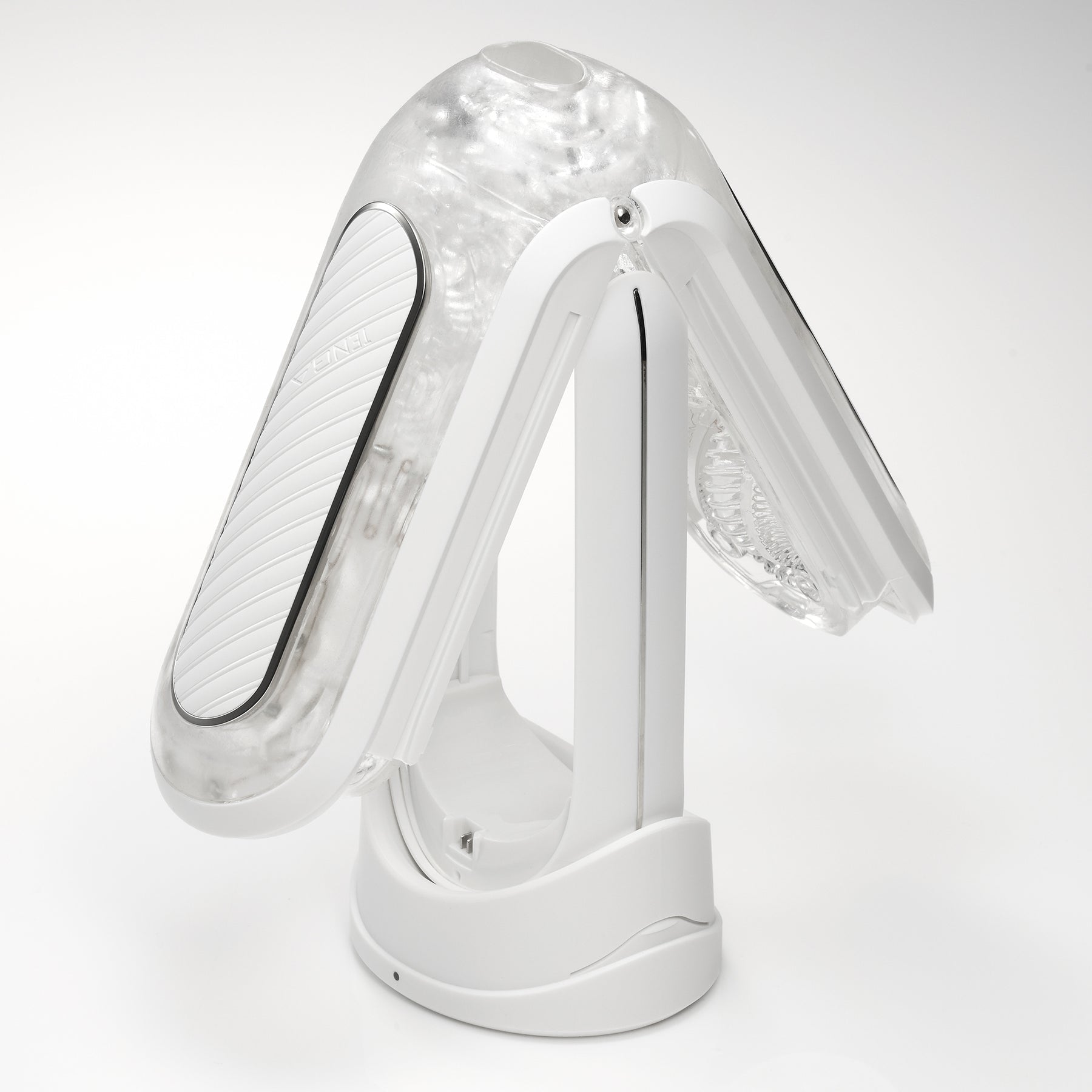 Tenga Flip Zero Gravity EV rechargeable vibrating stroker with a clear textured sleeve.
