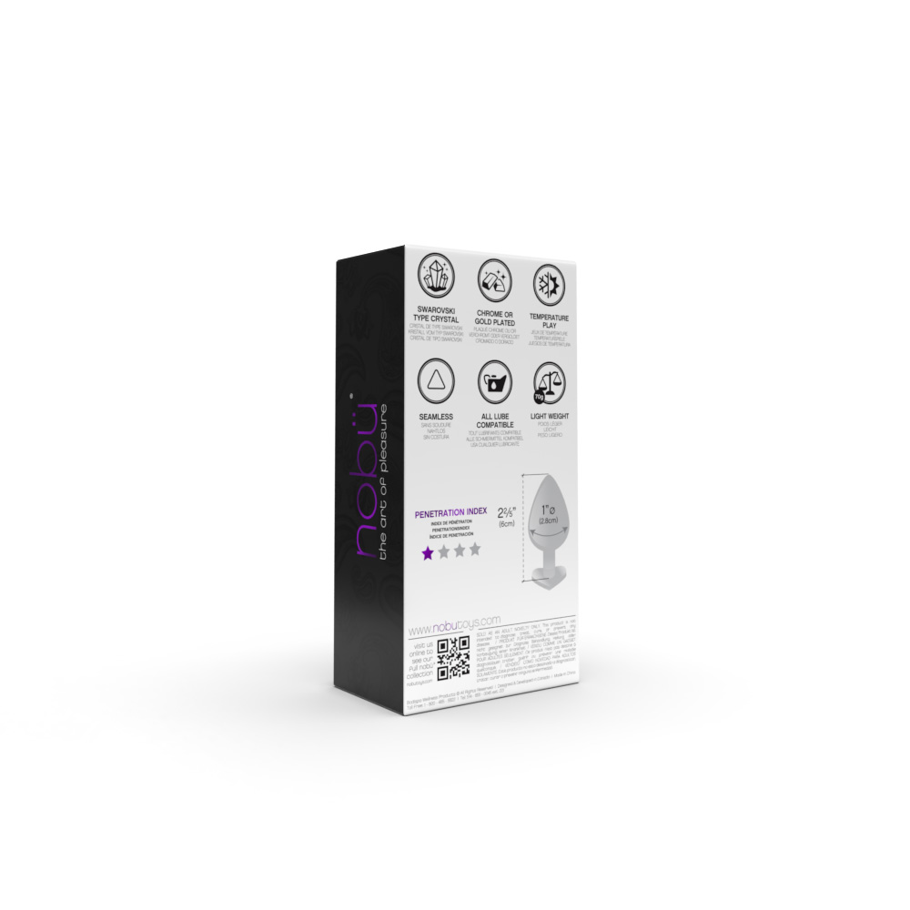 Rose gold plated steel anal plug with a heart crystal and penetration index.