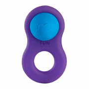 Purple silicone cock ring with a blue flower-shaped stimulator.