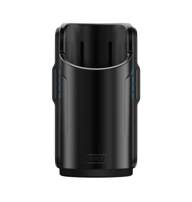 Black Kiiroo Keon automatic interactive masturbator with blue accents.