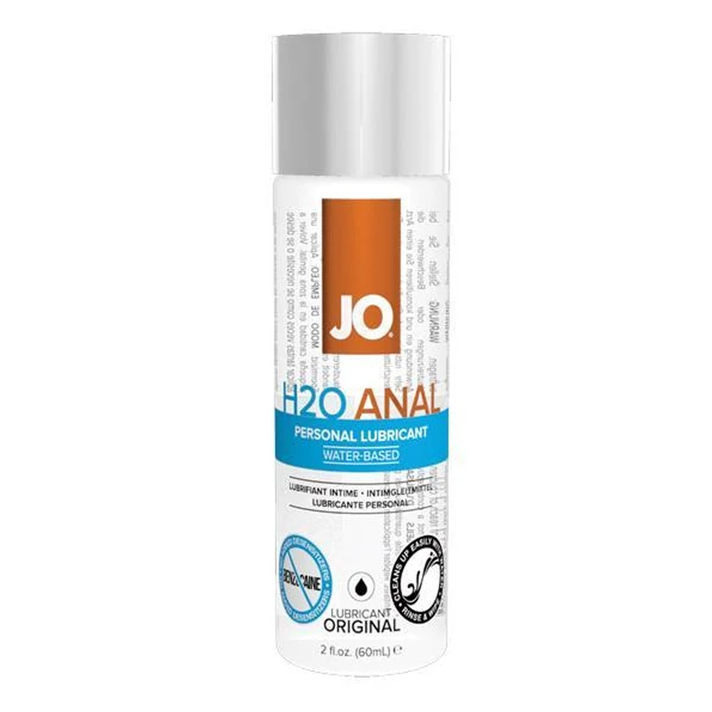 JO H2O Anal Personal Lubricant, water-based, 2oz bottle.