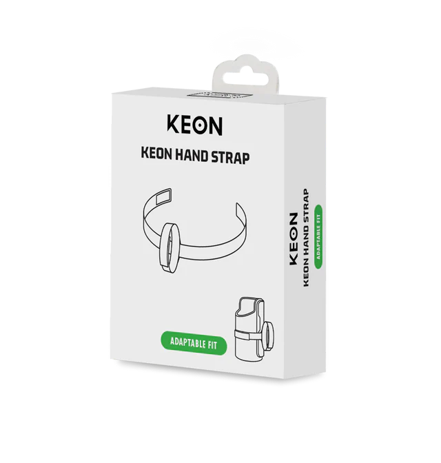 Keon Hand Strap packaging with product illustration.