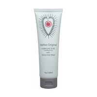 Hathor Original lubricant in a white tube with a red floral design.