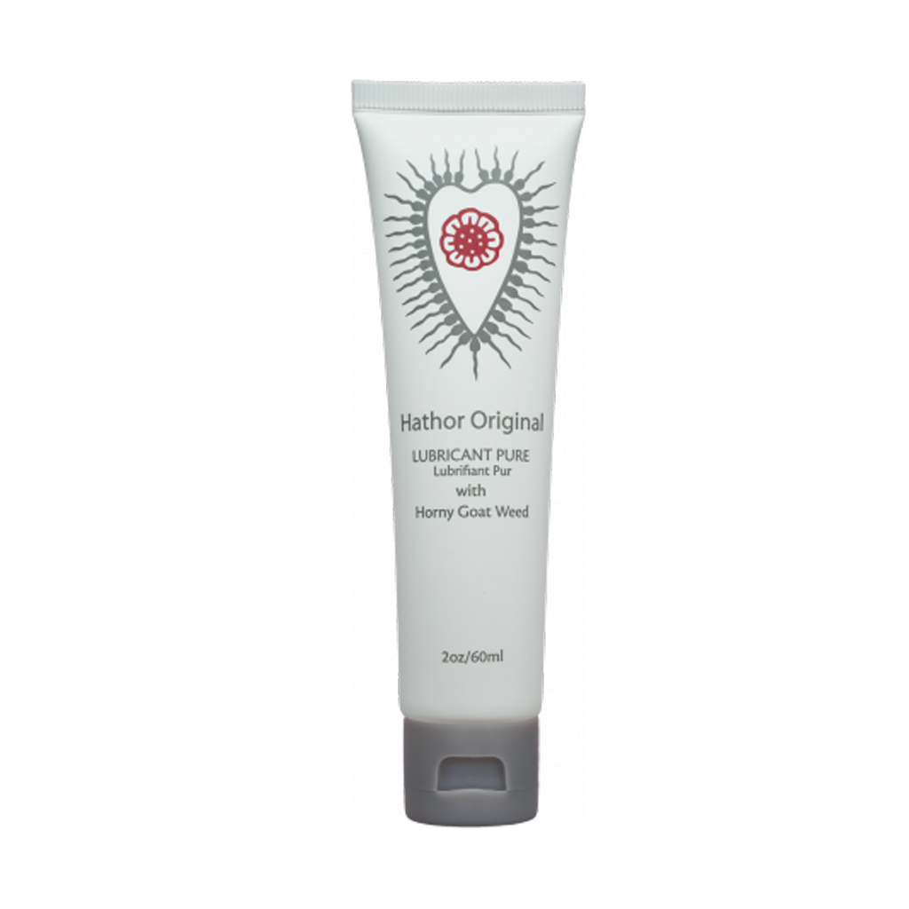 Hathor Original water-based lubricant in a white tube with a red heart design.