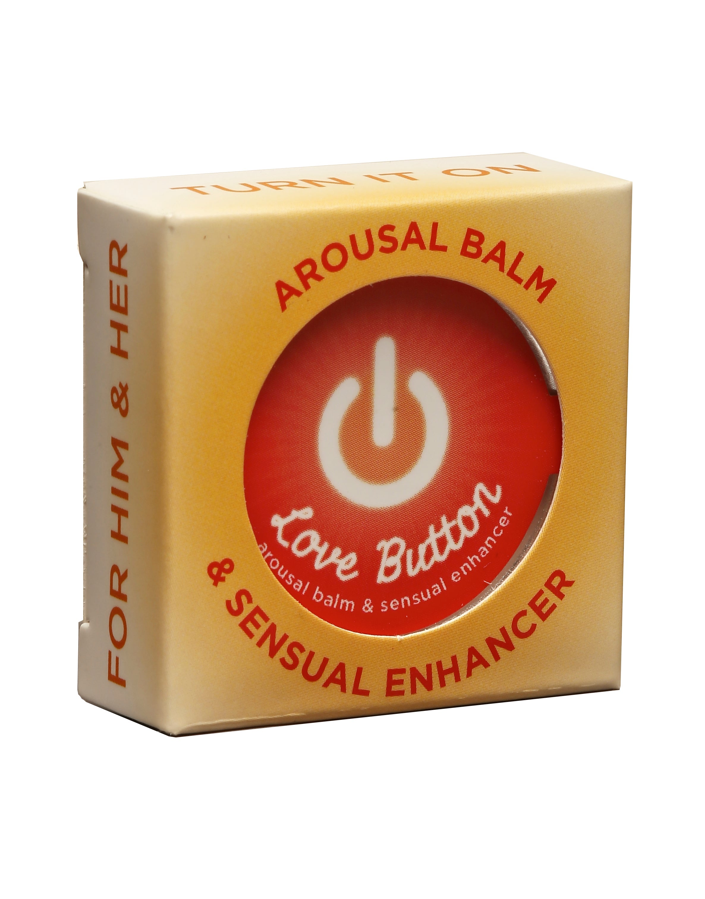 Love Button arousal balm and sensual enhancer tin for him and her.