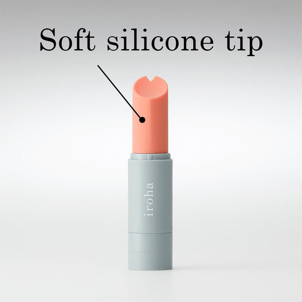 Coral and gray waterproof silicone personal vibrator with a soft tip.
